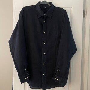 100% Linen Shirt - Navy L